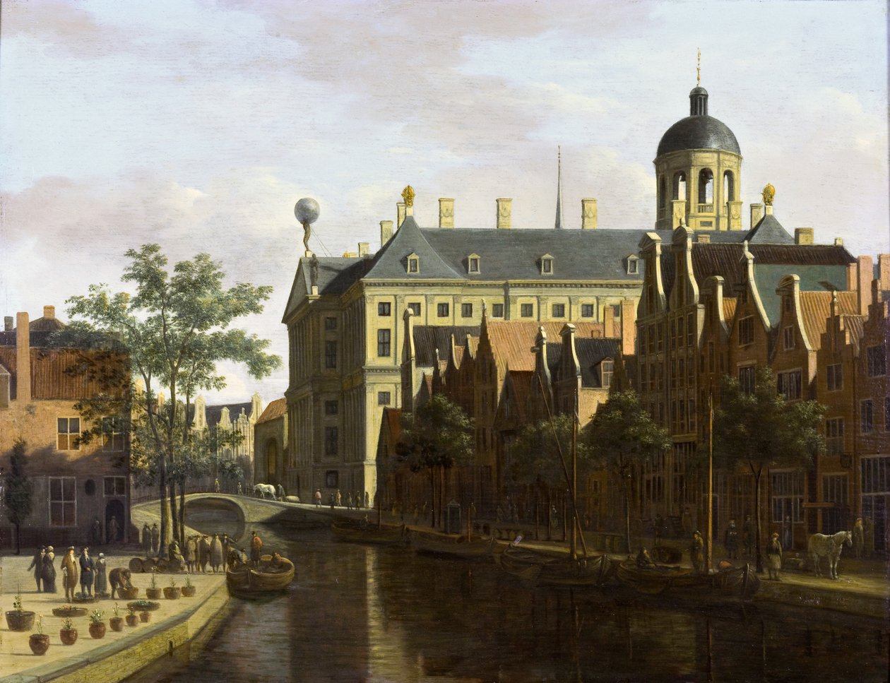 Amsterdam, Nieuwezijds Voorburgwal w pobliżu Bloemmarkt autorstwa Gerrit Adriaenszoon Berckheyde