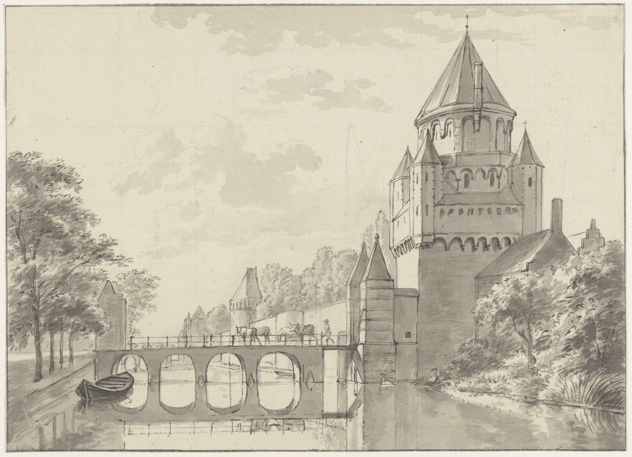 Widok na Kleine Houtpoort, Haarlem autorstwa Gerrit Adriaenszoon Berckheyde