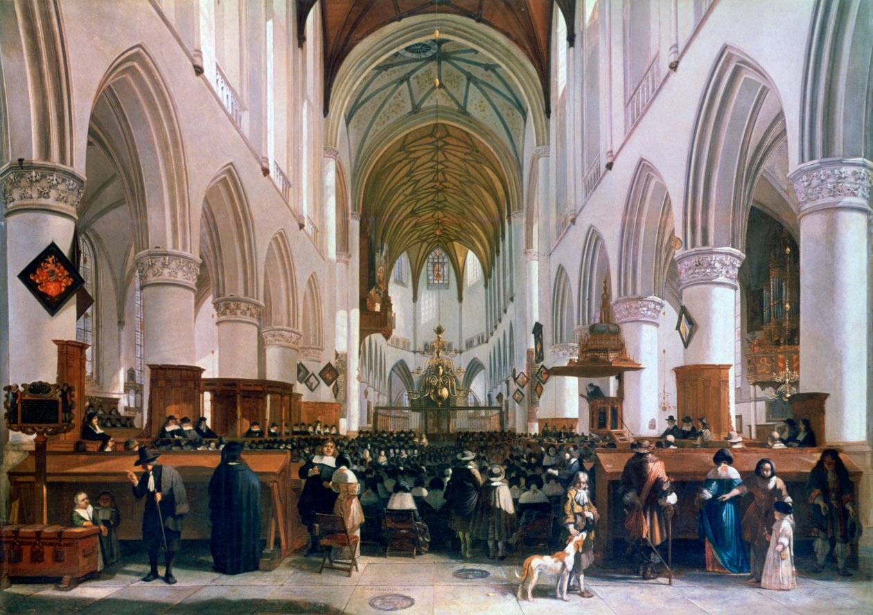 „Wnętrze Grote Kerk, Haarlem”, 1673 autorstwa Gerrit Berckheyde