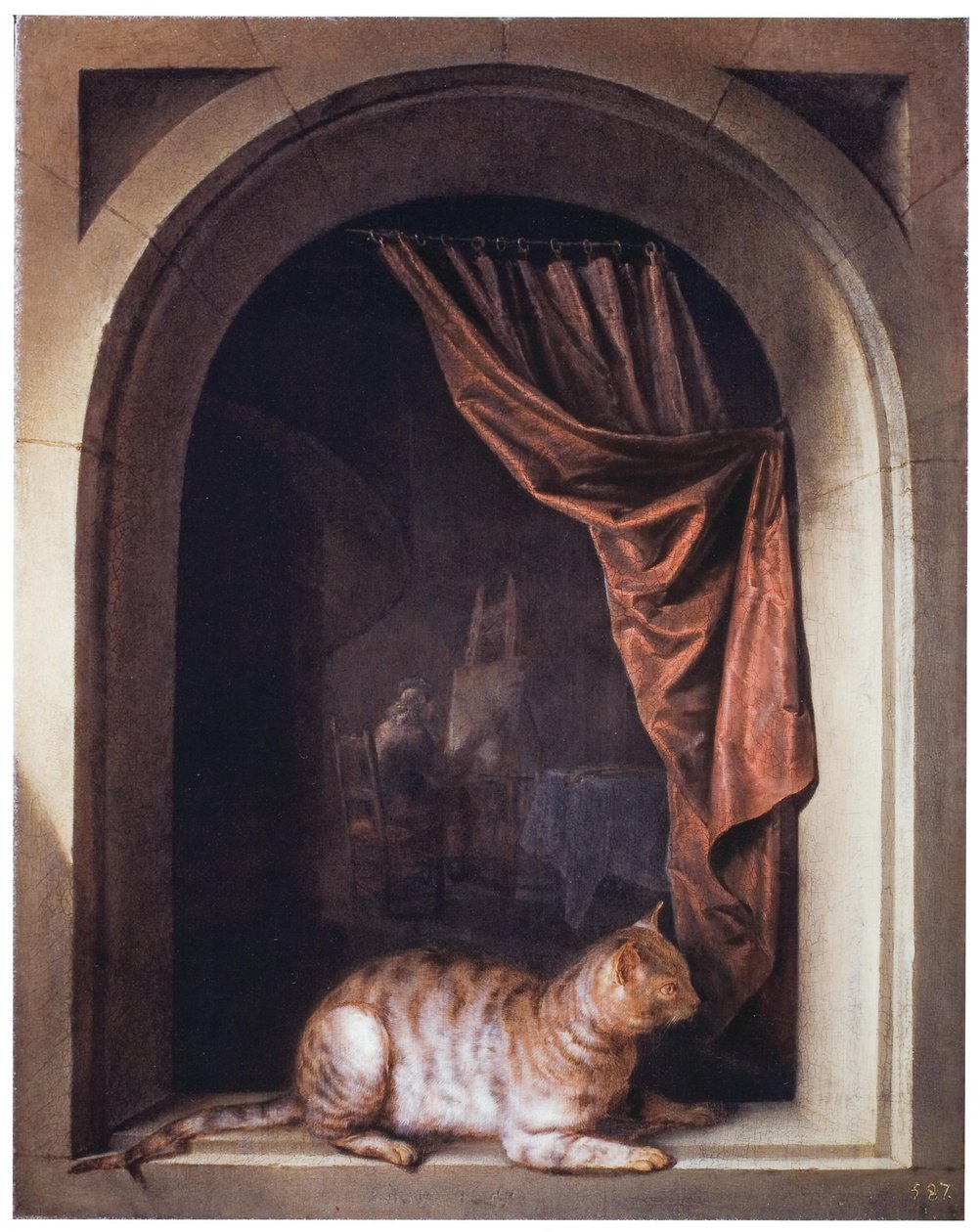 Kot na krawędzi autorstwa Gerrit Dou