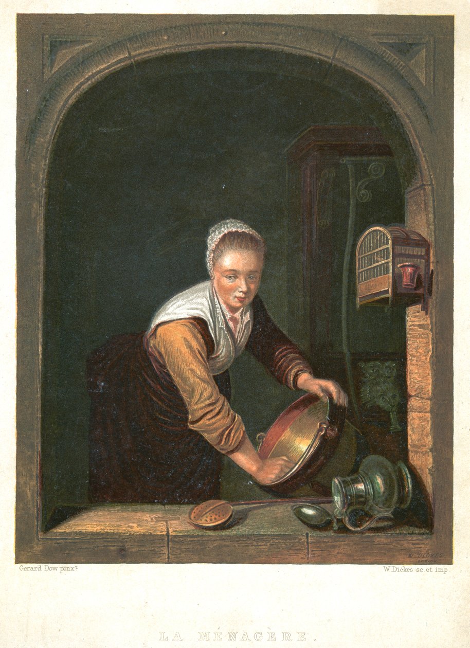 Gospodyni domowa, ok. 1630-1670 autorstwa Gerrit Dou