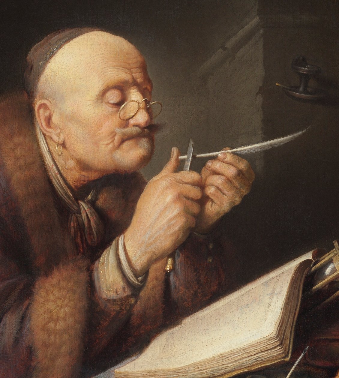 Uczony ostrzy pióro autorstwa Gerrit Dou