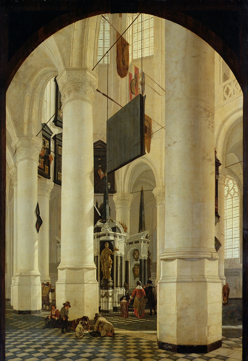 Wnętrze Nieuwe Kerk w Delft z Grobem Wilhelma Cichego, 1650 autorstwa Gerrit Houckgeest