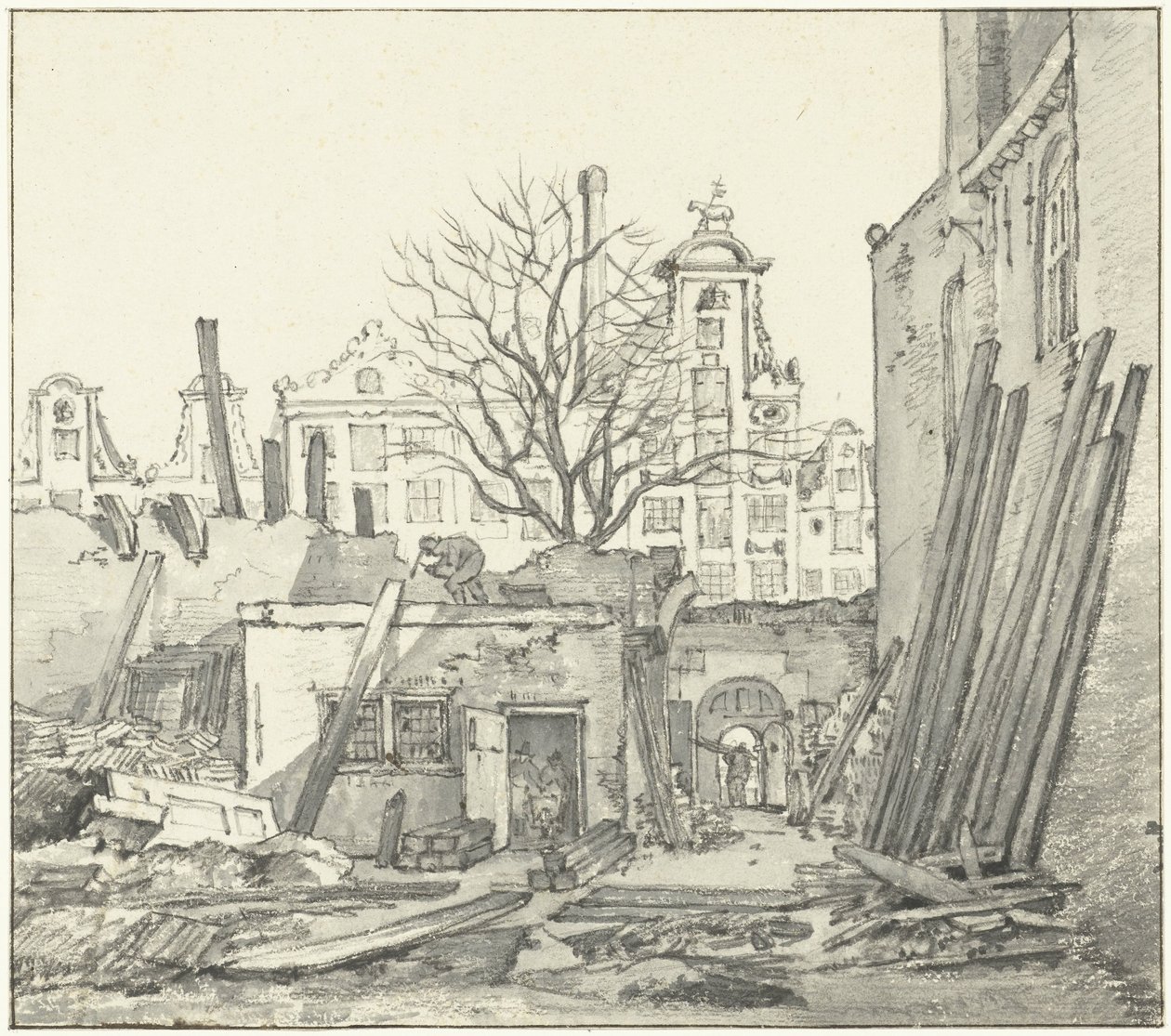Wyburzenie Domu Indii Zachodnich w Amsterdamie autorstwa Gerrit Lamberts