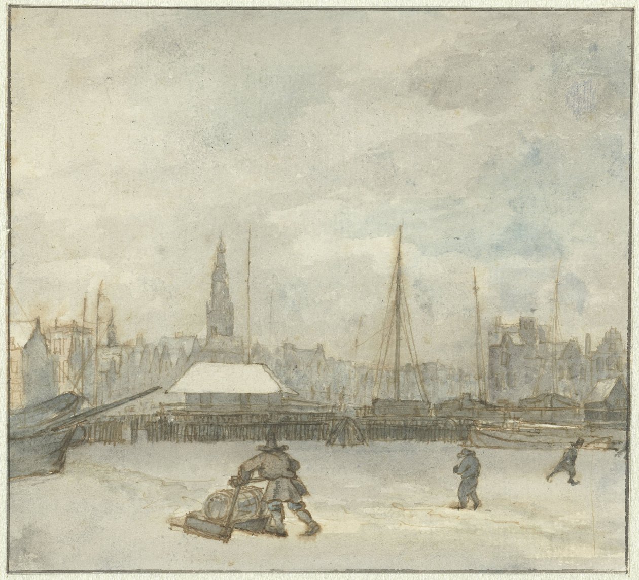 Zimowy widok w Amsterdamie autorstwa Gerrit Lamberts