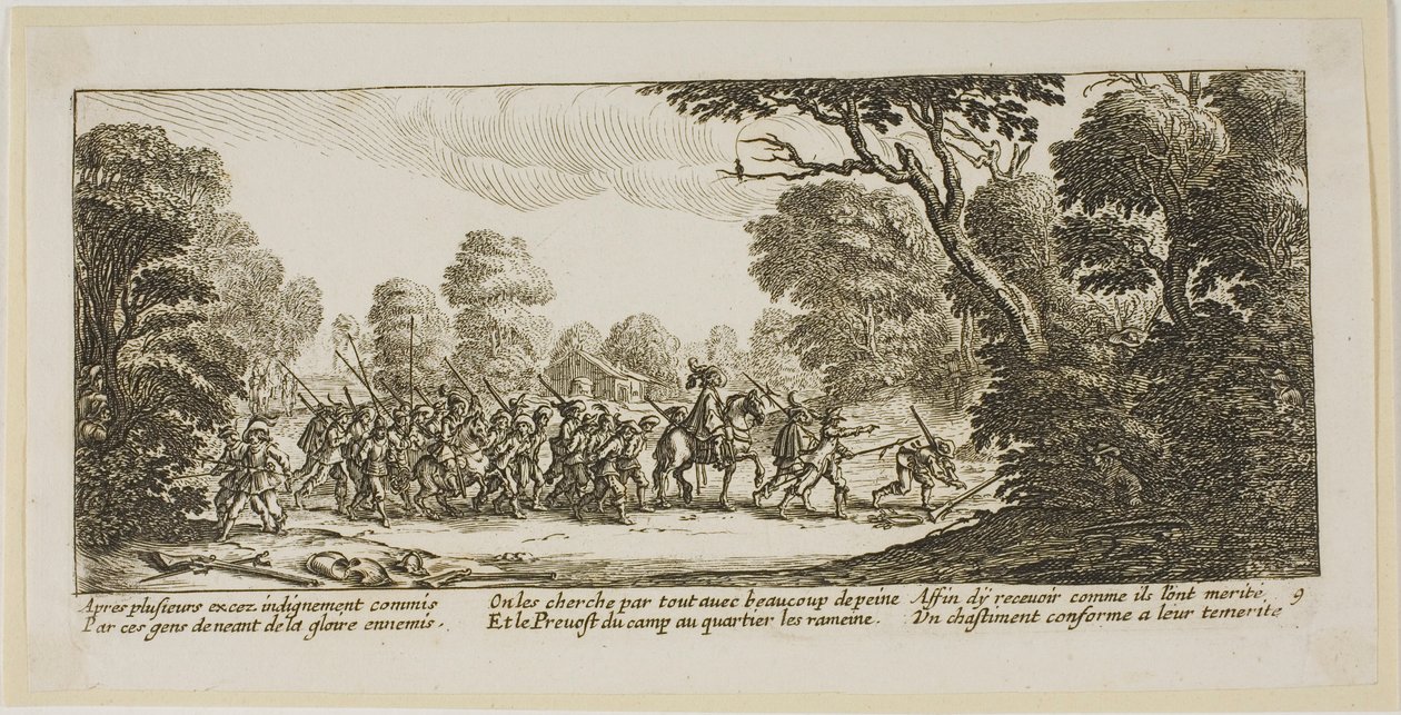 Discovery of the Criminal Soldiers, płyta dziewiąta z The Large Miseries of War autorstwa Gerrit Lucasz van Schagen