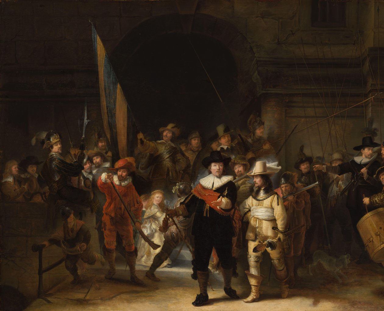 Kopia Straży Nocnej Towarzystwo kapitana Fransa Banninga Cocqa i porucznika Willema van Ruytenburcha, znanego jako „Straż nocna” autorstwa Gerrit Lundens (attributed to)