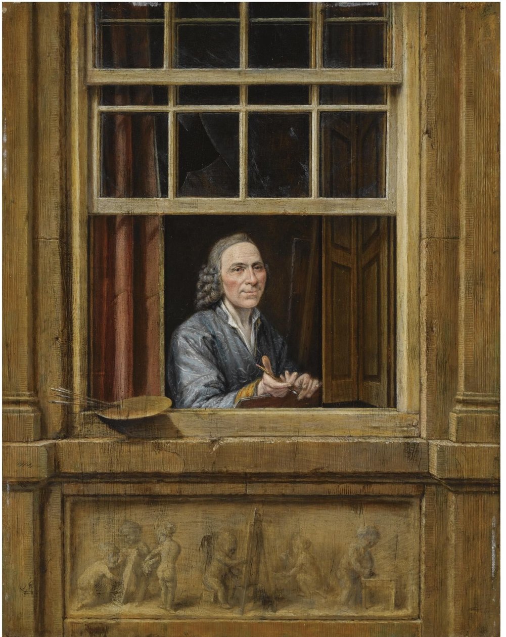 Autoportret w oknie autorstwa Gerrit Zegelaar