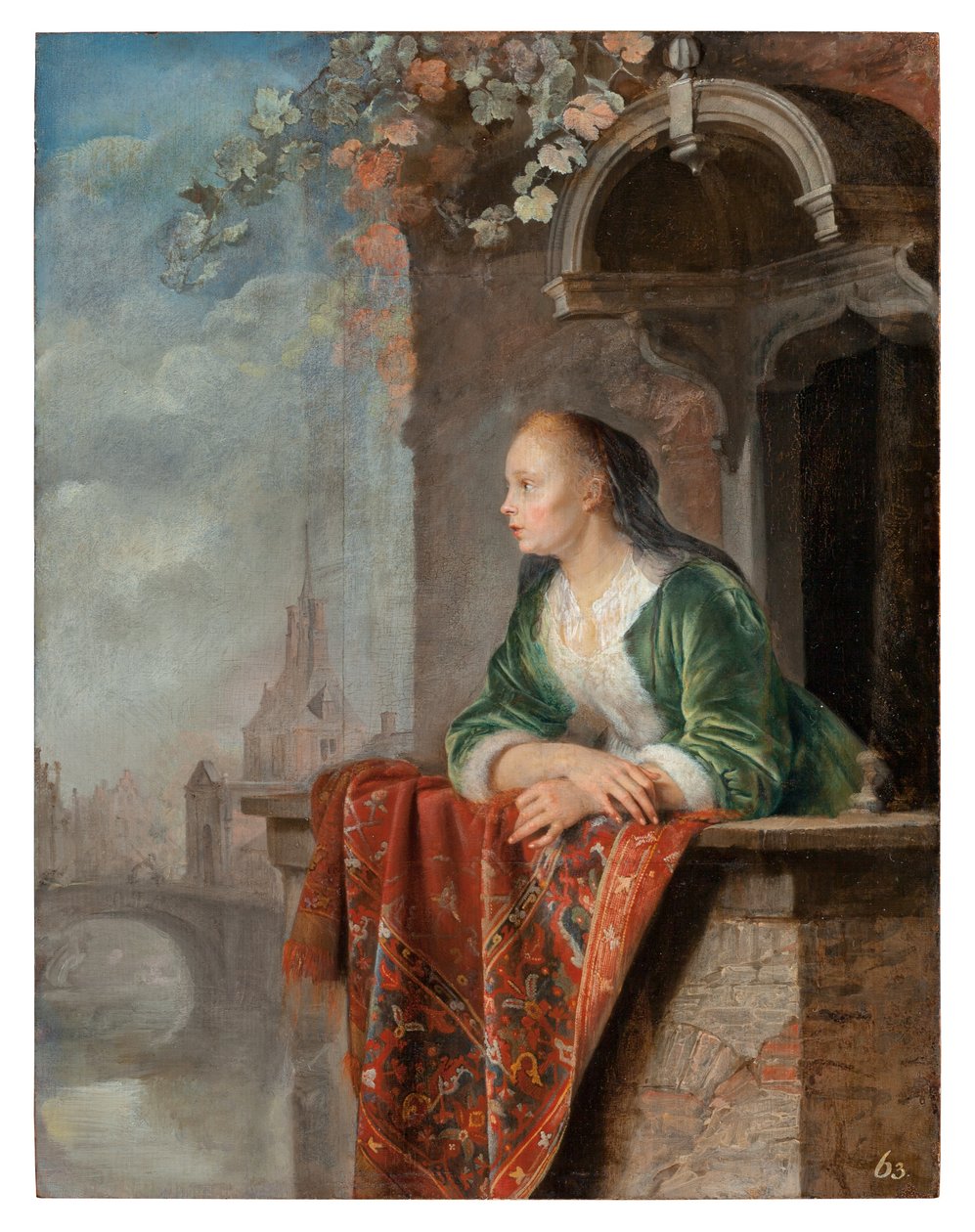 Młoda dama na balkonie, ok. 1664 autorstwa Gerrit Dou