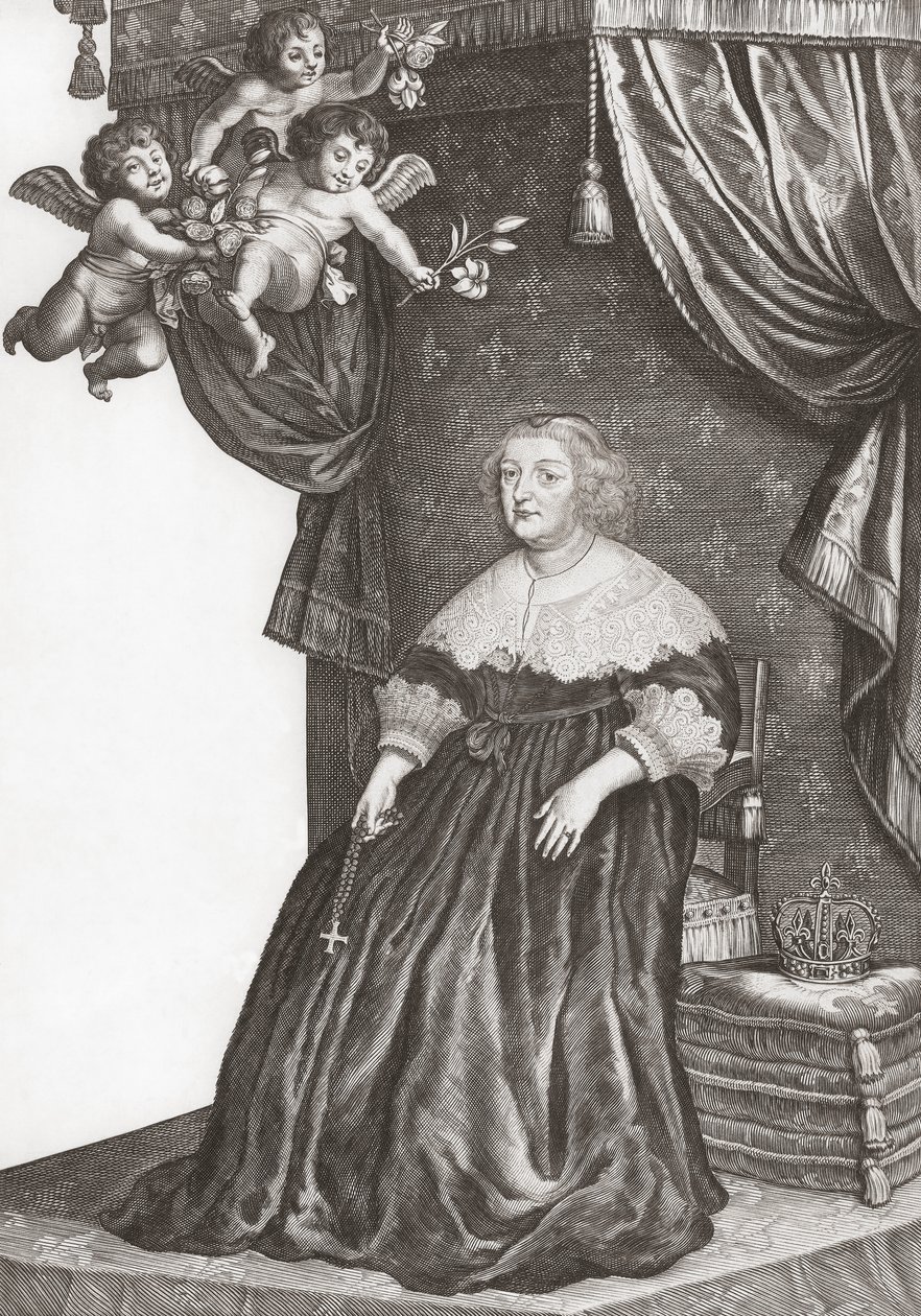 Maria Medycejska, królowa Francji. Portret (druk) autorstwa Gerrit van (after) Honthorst