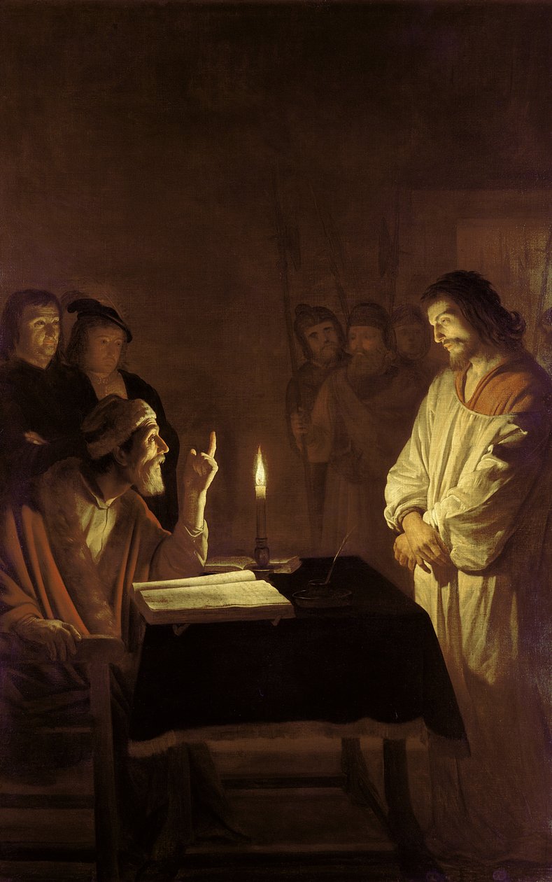 Chrystus przed Najwyższym Kapłanem, 1617 autorstwa Gerrit van Honthorst