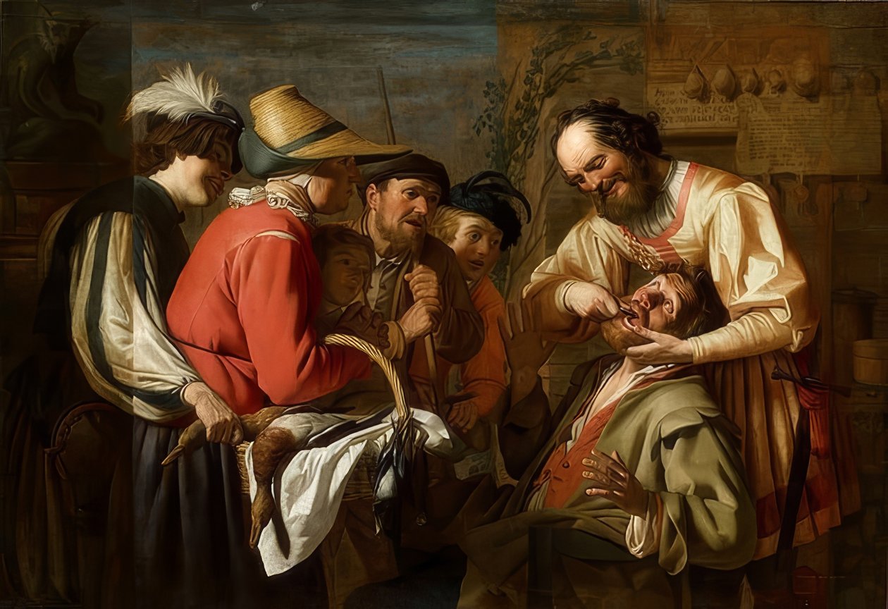 Ściągacz do zębów. 1628 (?) autorstwa Gerrit van Honthorst