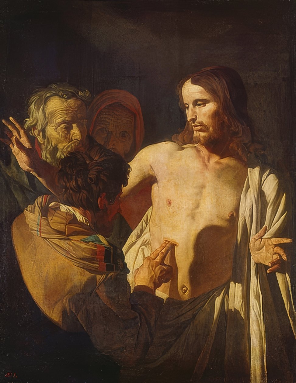 Niedowierzający Tomasz. około 1620 autorstwa Gerrit van Honthorst