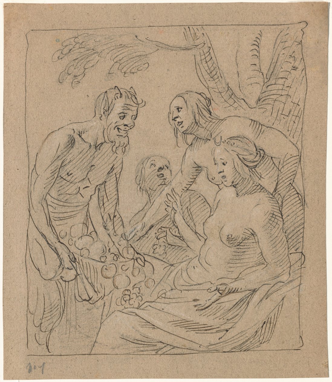 Diana i dwie nimfy otrzymują prezenty od satyra (rekto) autorstwa Gerrit van Honthorst