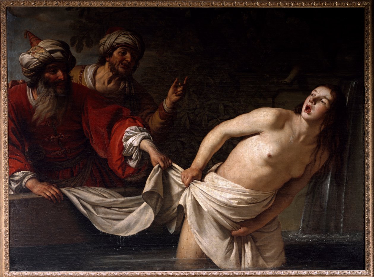 Suzanne w kąpieli Obraz Gherardo delle Notti (Gerrit van Honthorst) (1590-1656) 1655 niedziela 157x213 cm Rzym, Galleria Borghese autorstwa Gerrit van Honthorst