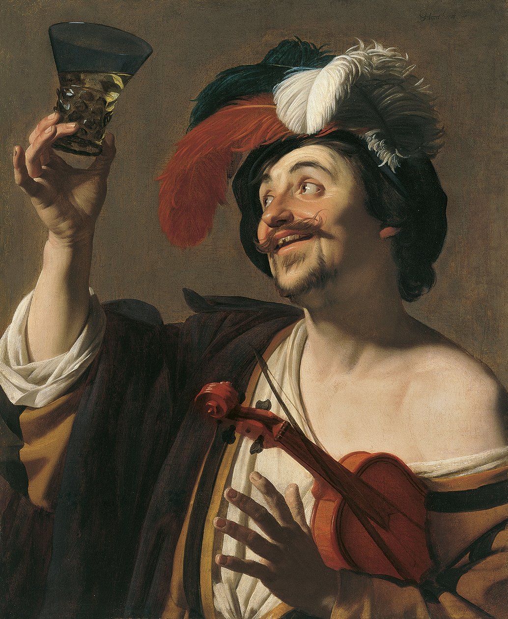 Szczęśliwy skrzypek autorstwa Gerrit van Honthorst