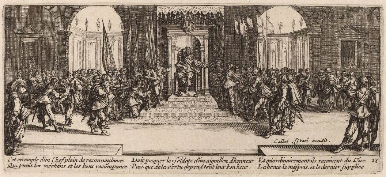 Dystrybucja nagród autorstwa Gerrit van Schagen after Jacques Callot