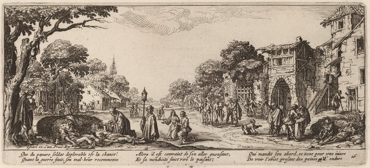 Umierający żołnierze przy drodze autorstwa Gerrit van Schagen after Jacques Callot