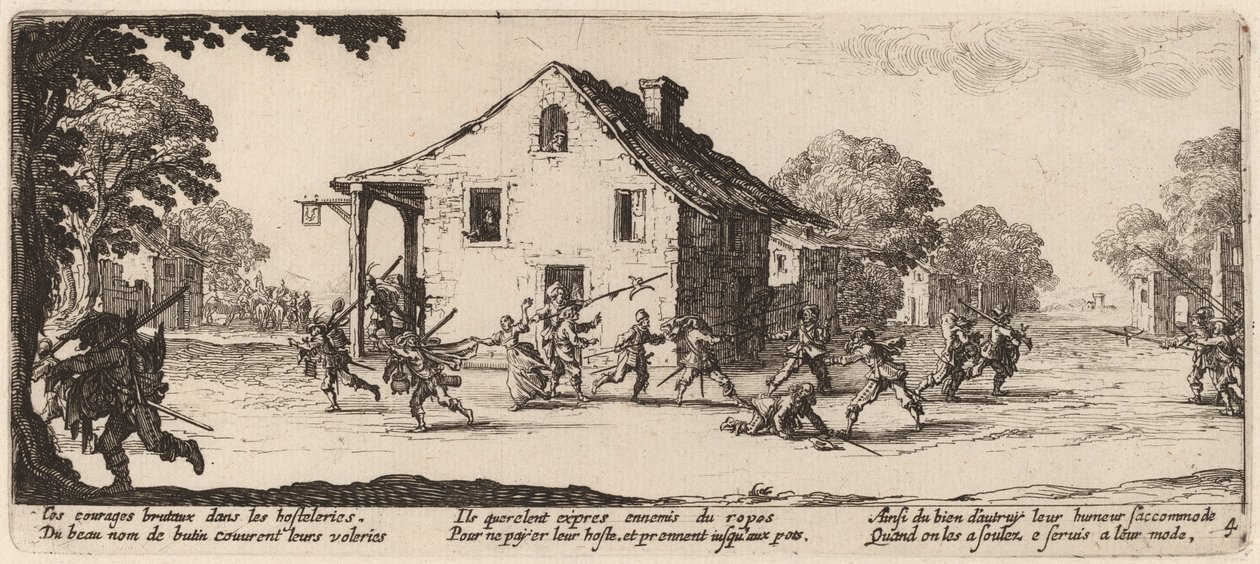 Scena plądrowania autorstwa Gerrit van Schagen after Jacques Callot