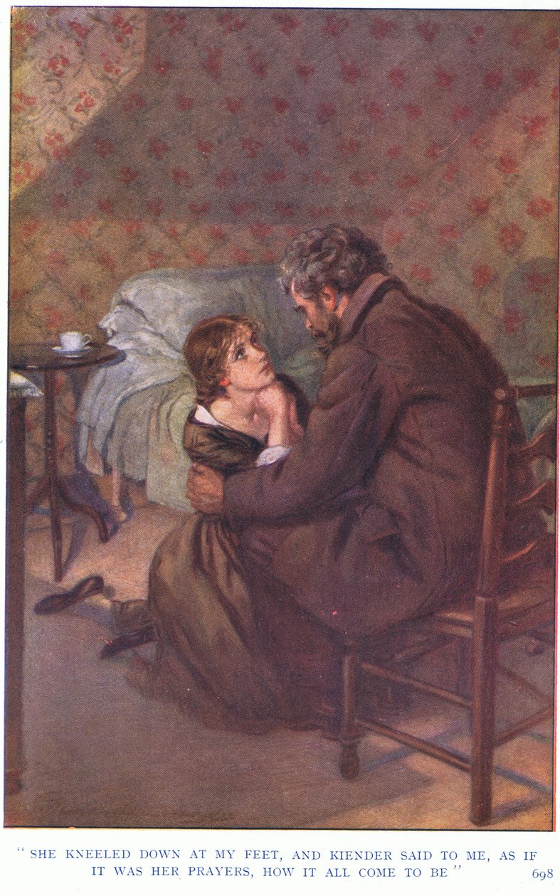 Ela se ajoelhou aos meus pés e Kiender me disse, como se fossem suas orações, como tudo veio a ser polido. autorstwa Gertrude E. Demain Hammond