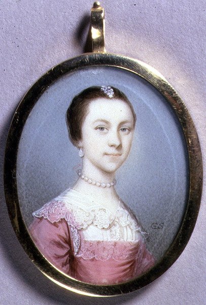 Portret Miniatura Rachael Chumley, ok.1749 (akwarela na kości słoniowej na kartonie) autorstwa Gervase Spencer