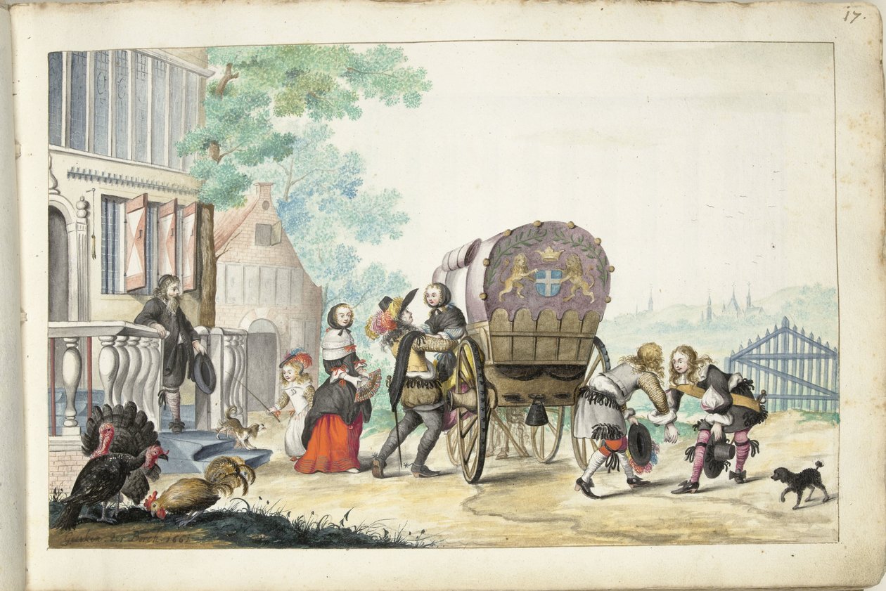 Przyjazd do wiejskiego domu autorstwa Gesina ter Borch (signed by artist)