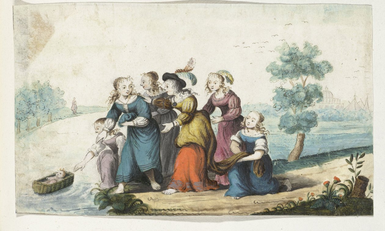 Mojżesz zostaje znaleziony autorstwa Gesina ter Borch (signed by artist)