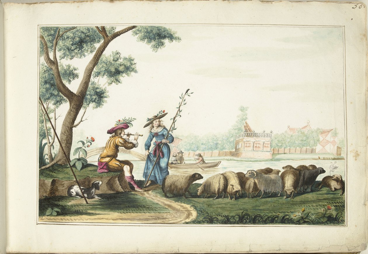 Spektakl duszpasterski nad rzeką autorstwa Gesina ter Borch (signed by artist)