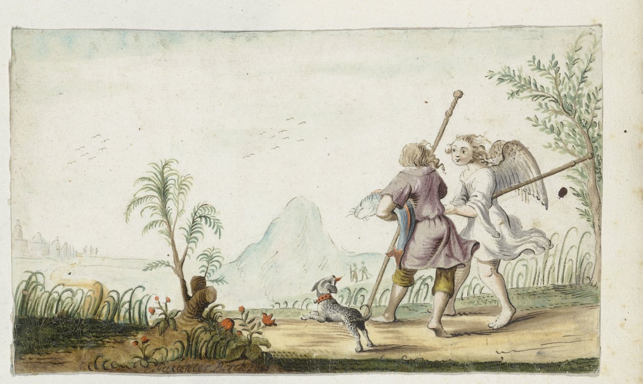 Tobiasz w Aniele autorstwa Gesina ter Borch (signed by artist)