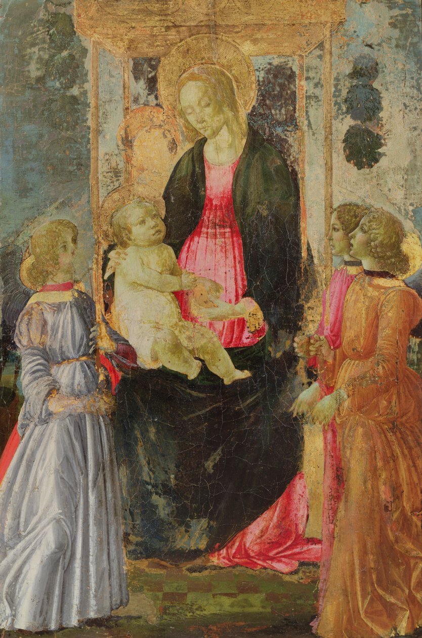 Madonna z Dzieciątkiem i aniołami w tronie autorstwa Gherardo di Giovanni