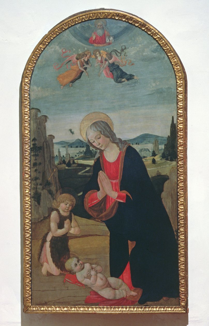 Madonna z Dzieciątkiem Św. Jan Chrzciciel adorujący Dzieciątko Jezus (panel) autorstwa Gherardo di Giovanni