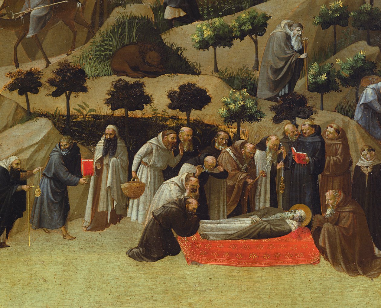 Detal Tebaidy, śmierć świętego, ok. 1410 (tempera na płycie) autorstwa Gherardo Starnina