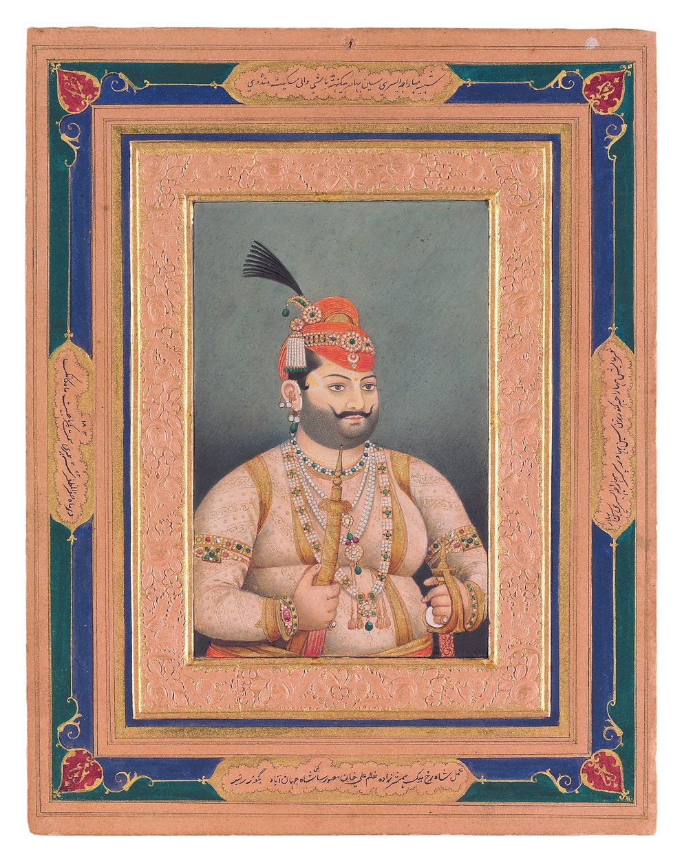 Portret Maharajy Ishwari Sen z Mandi, 1855 (nieprzezroczysta toaleta i złoto na papierze) autorstwa Ghulam Ali Khan