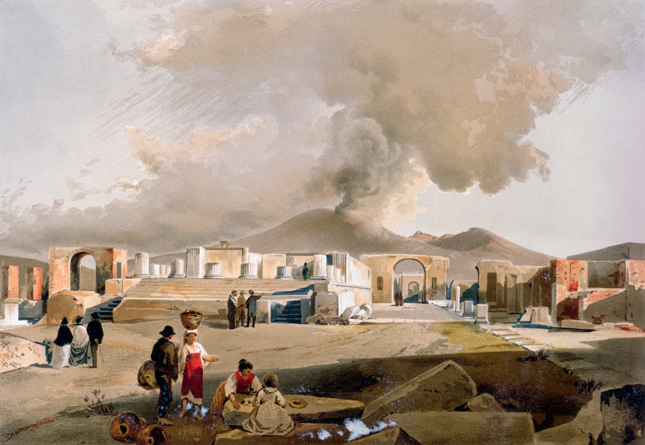 Świątynia Jowisza i Forum w Pompejach, ok. 1860 r. autorstwa Giacinto Gigante