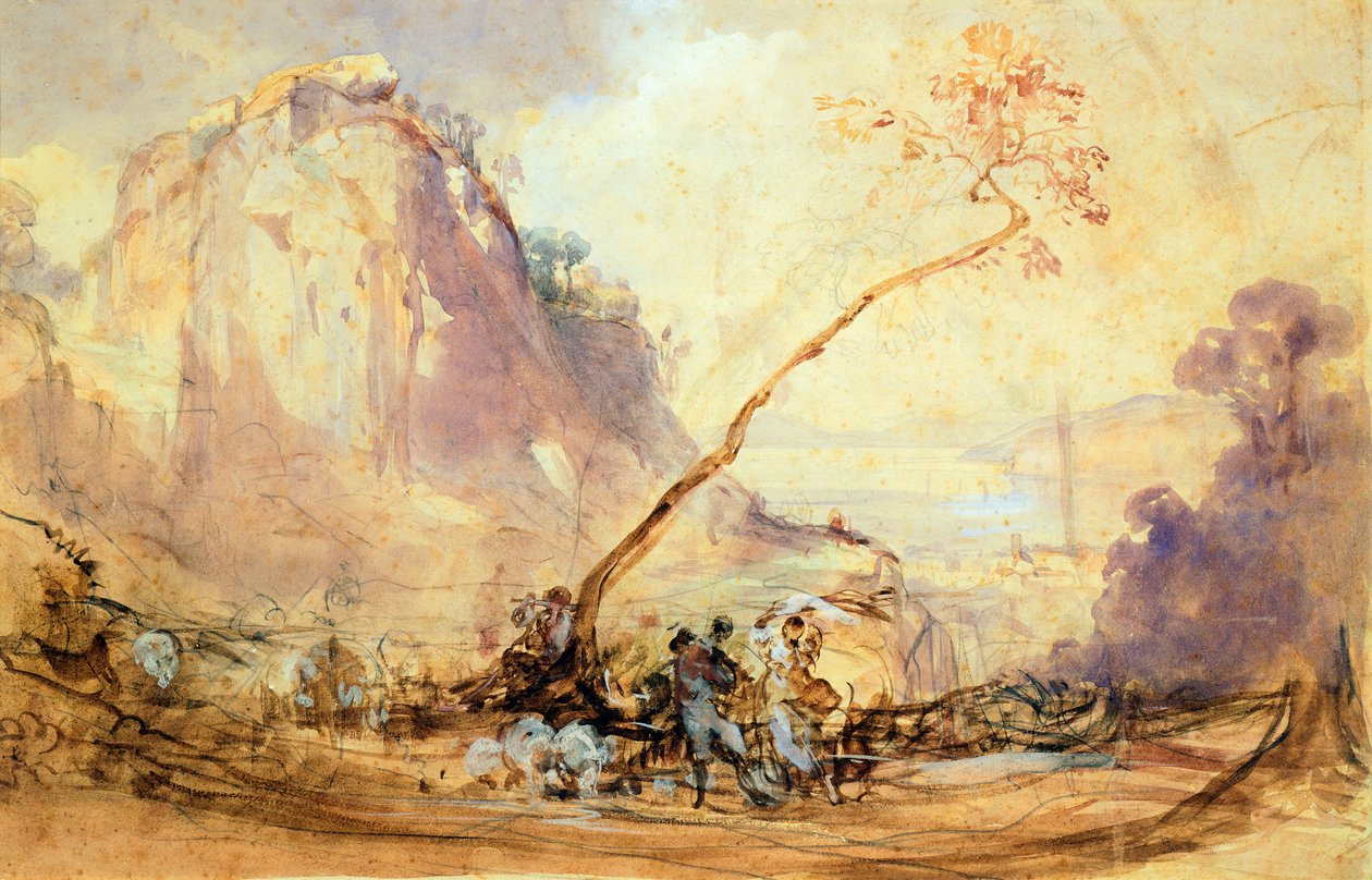 Krajobraz Sorrento, ok. 1848, autorstwa Giacinto Gigante (1806-1876), akwarela, 34x51 cm. autorstwa Giacinto Gigante