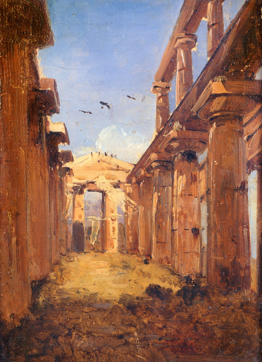 Bazylika Paestum 1845-1848 (olej na płótnie) autorstwa Giacinto Gigante