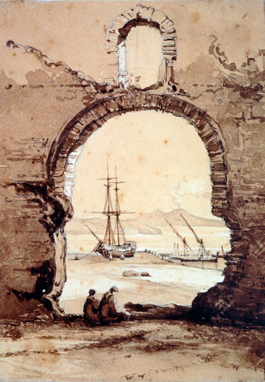 Zatoka Neapolitańska z Posillipo, Giacinto Gigante (1806-1876), akwarela. autorstwa Giacinto Gigante