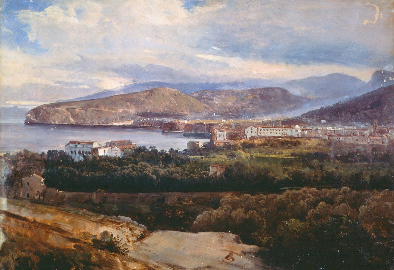 Widok na Sorrento, Giacinto Gigante, tempera na papierze autorstwa Giacinto Gigante
