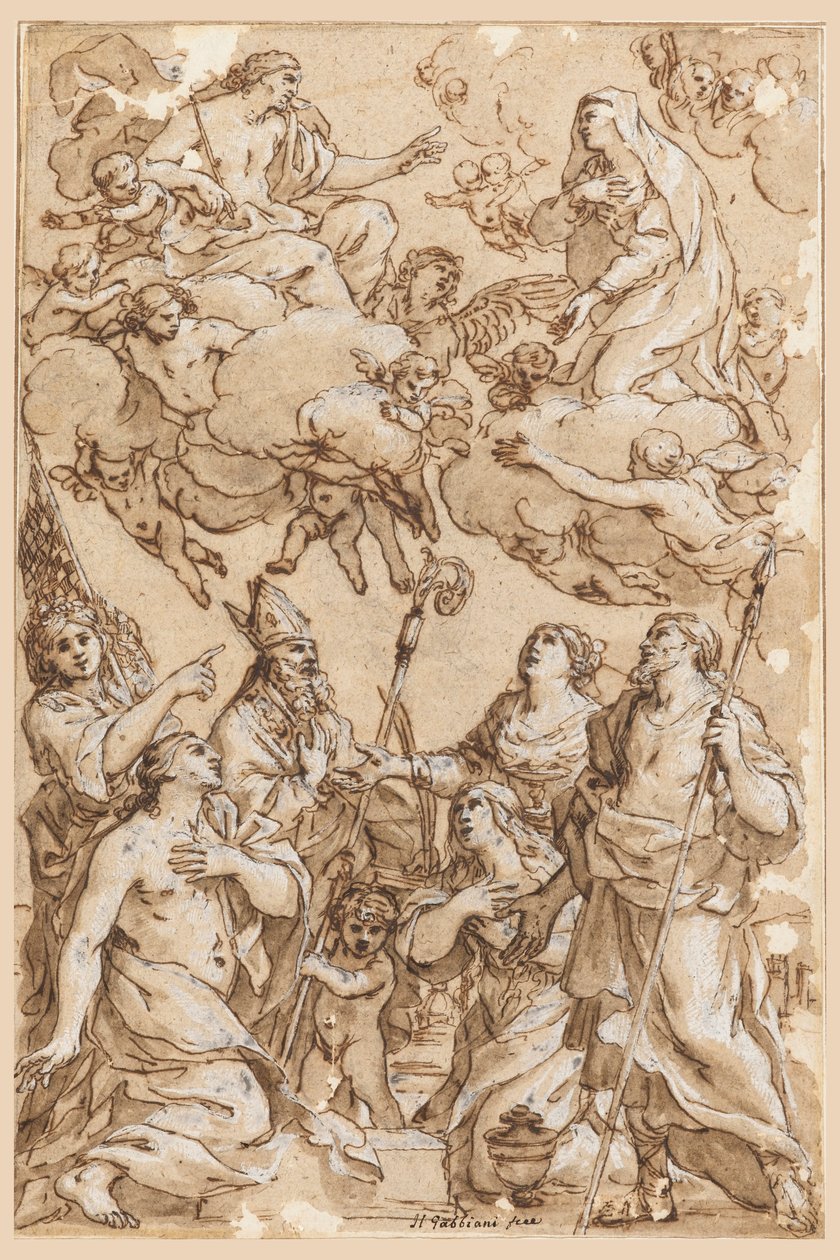 Chrystus i Dziewica z Patronami Pistoi autorstwa Giacinto Gimignani