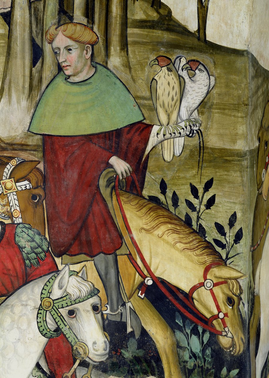 Fontanna Życia, fragment sokolnika powracającego do fontanny, 1418-30 autorstwa Giacomo Jaquerio