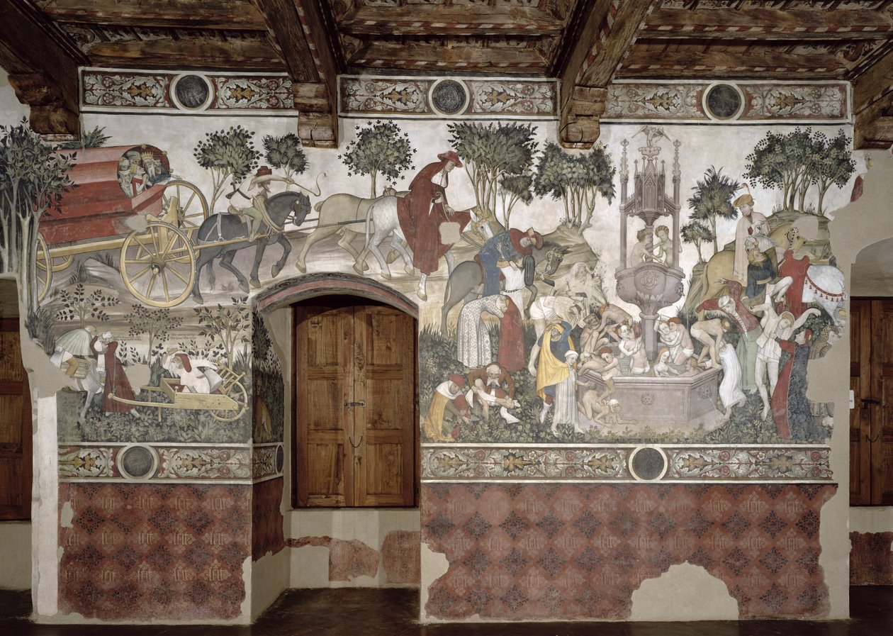 Źródło życia, detal przedstawiający drogę do źródła, 1418-30 autorstwa Giacomo Jaquerio