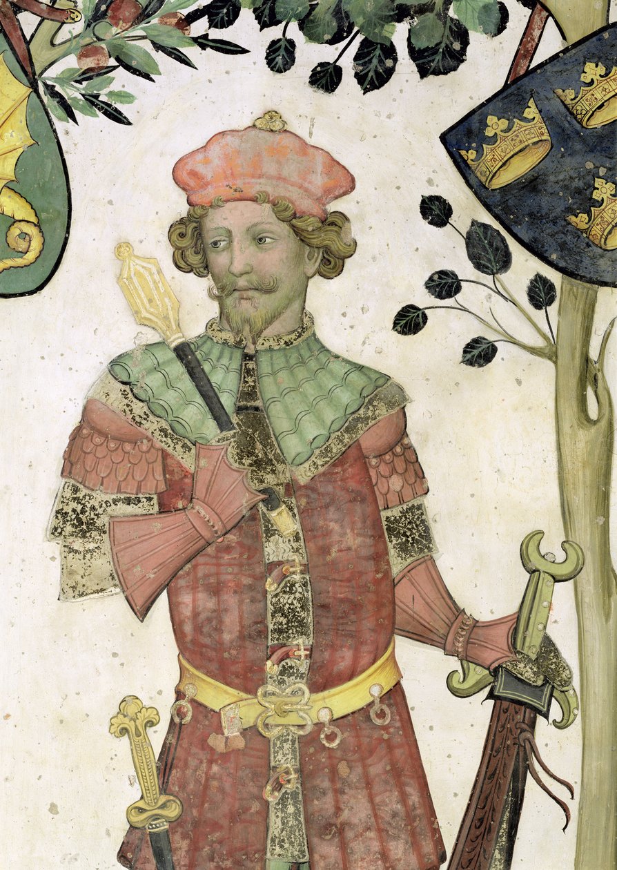 Dziewięciu godnych i dziewięć godnych kobiet, detal z obrazu Judasz Machabeusz, 1418-30 autorstwa Giacomo Jaquerio