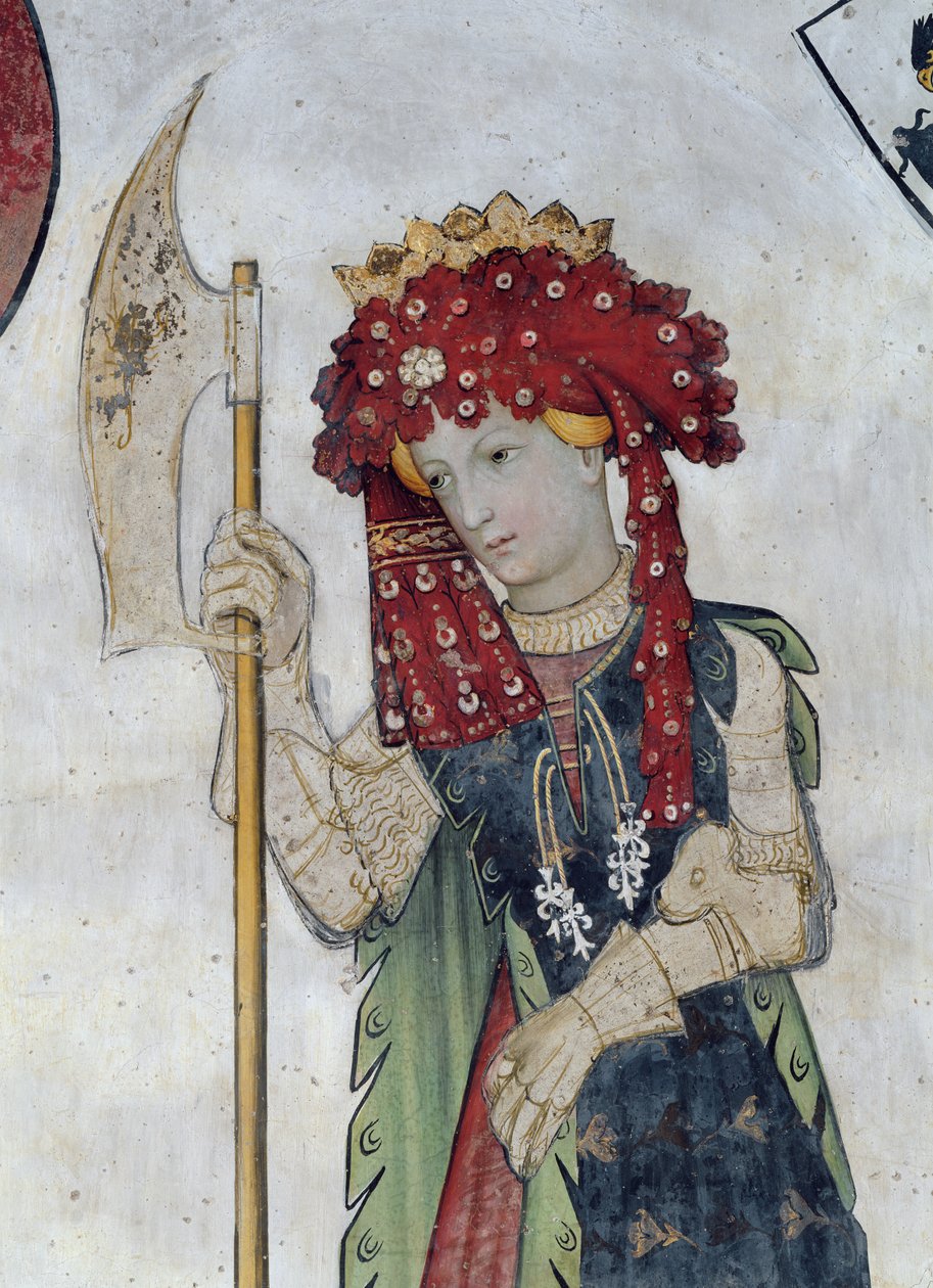 Dziewięć Godnych i Dziewięć Godnych Kobiet, fragment Tamari, 1418-30 autorstwa Giacomo Jaquerio