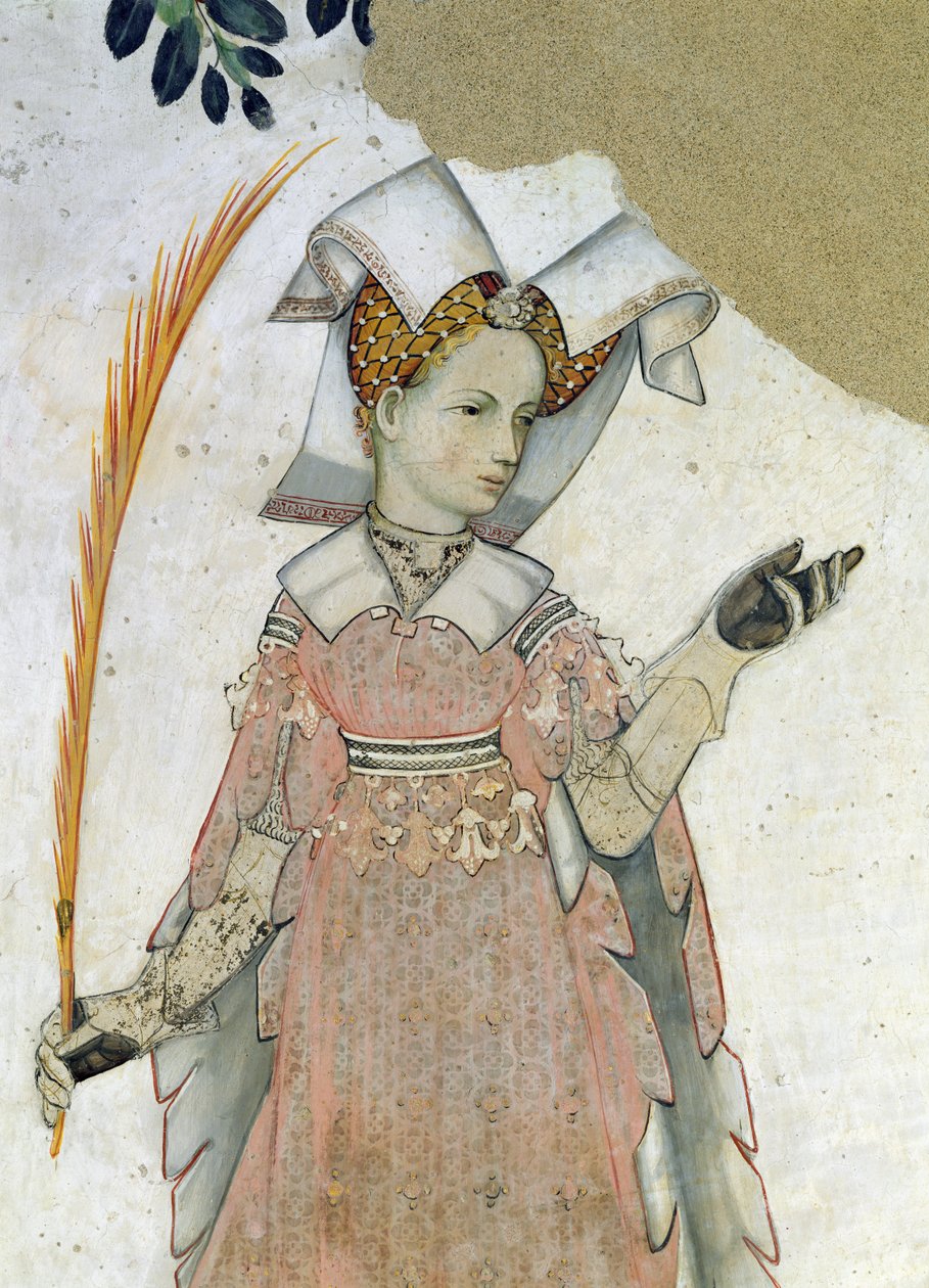 Dziewięć Godnych i Dziewięć Godnych Niewiast, fragment Teuty, ok. 1418-30 autorstwa Giacomo Jaquerio