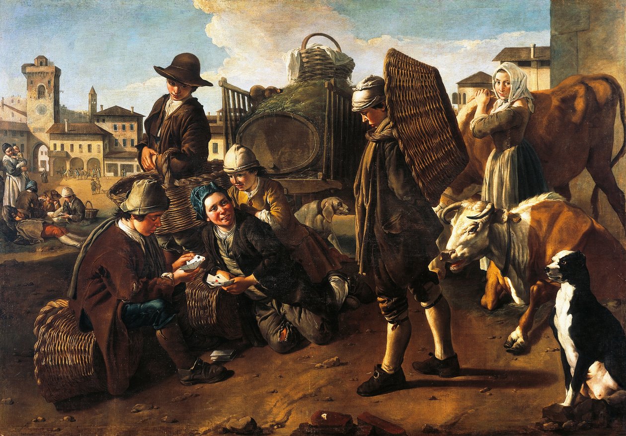 Scena targowa, autorstwa Giacomo Ceruti, znanego jako Pitocchetto (1698-1767) autorstwa Giacomo Ceruti