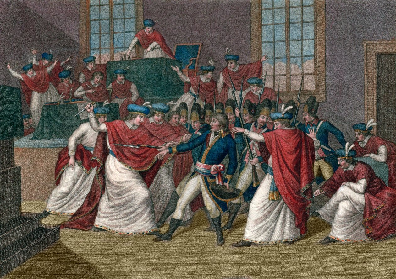 Zamach stanu 18 Brumaire (9 listopada 1799). Napoleon Bonparte (1769-1821) obalił Dyrektoriat i został Pierwszym Konsulem - Coup d