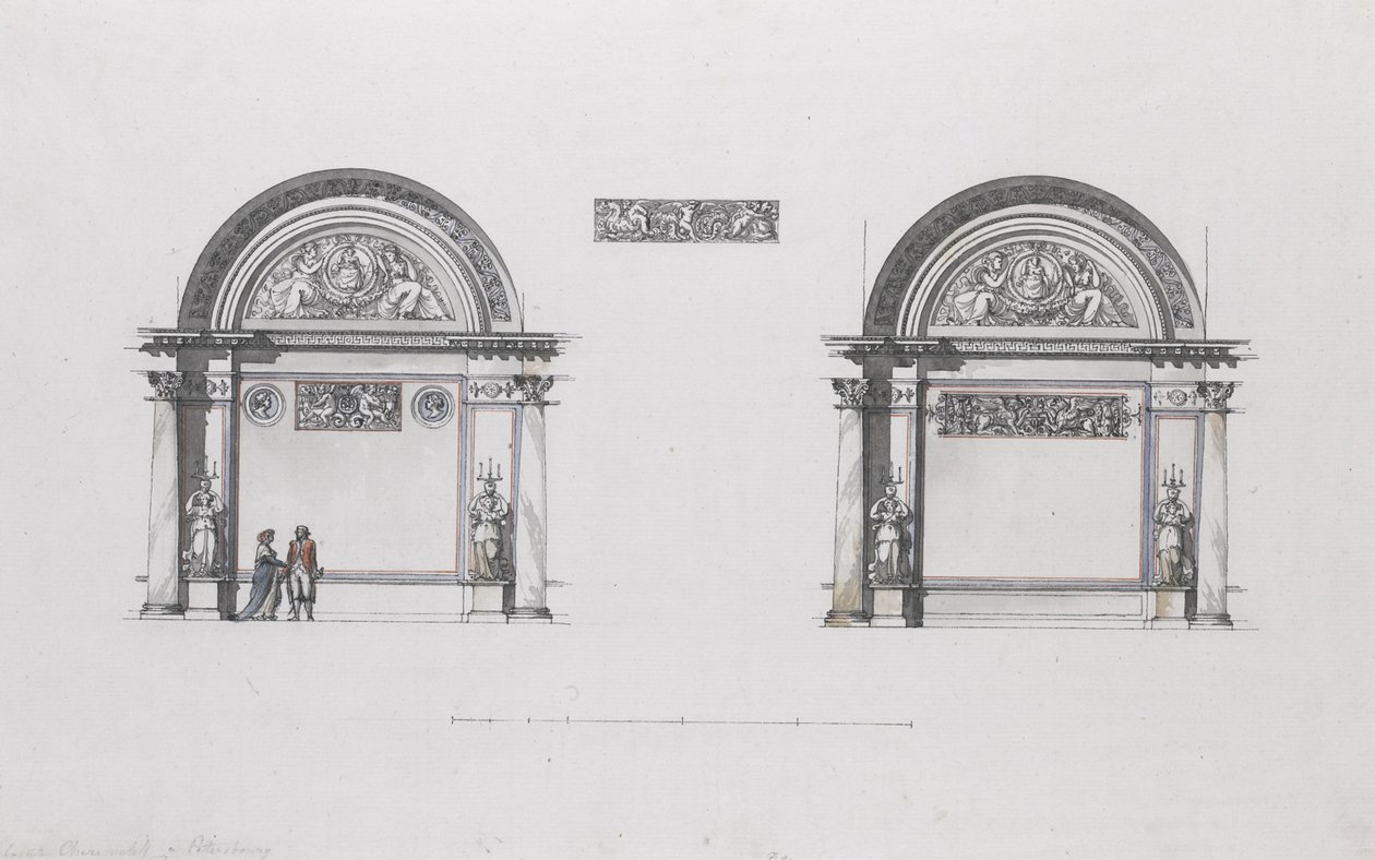 Projekt pałacu Szeremietiewa, Ostankino, ok. 1930 r. 1796 autorstwa Giacomo Antonio Domenico Quarenghi