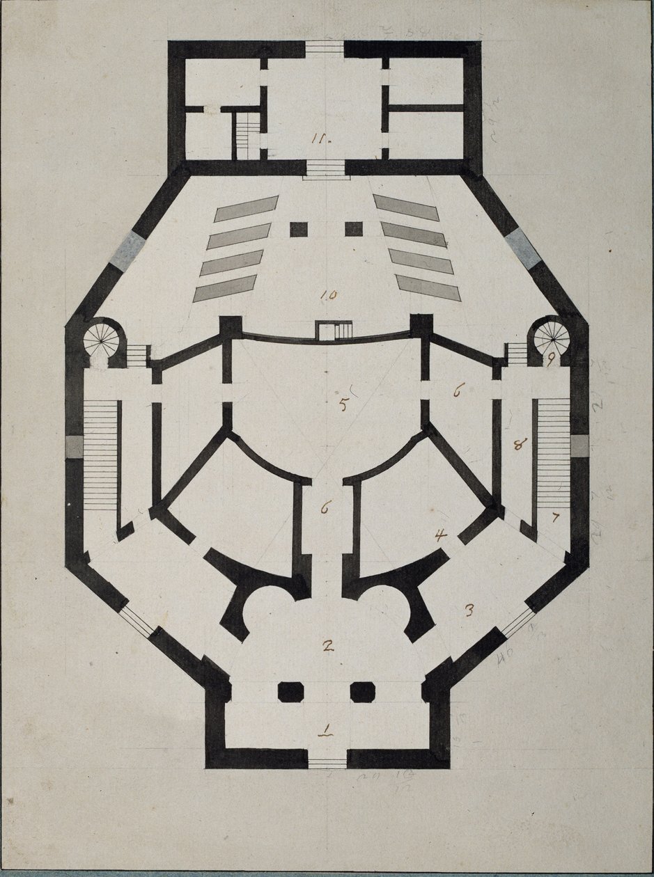 Plan piętra autorstwa Giacomo Antonio Domenico Quarenghi