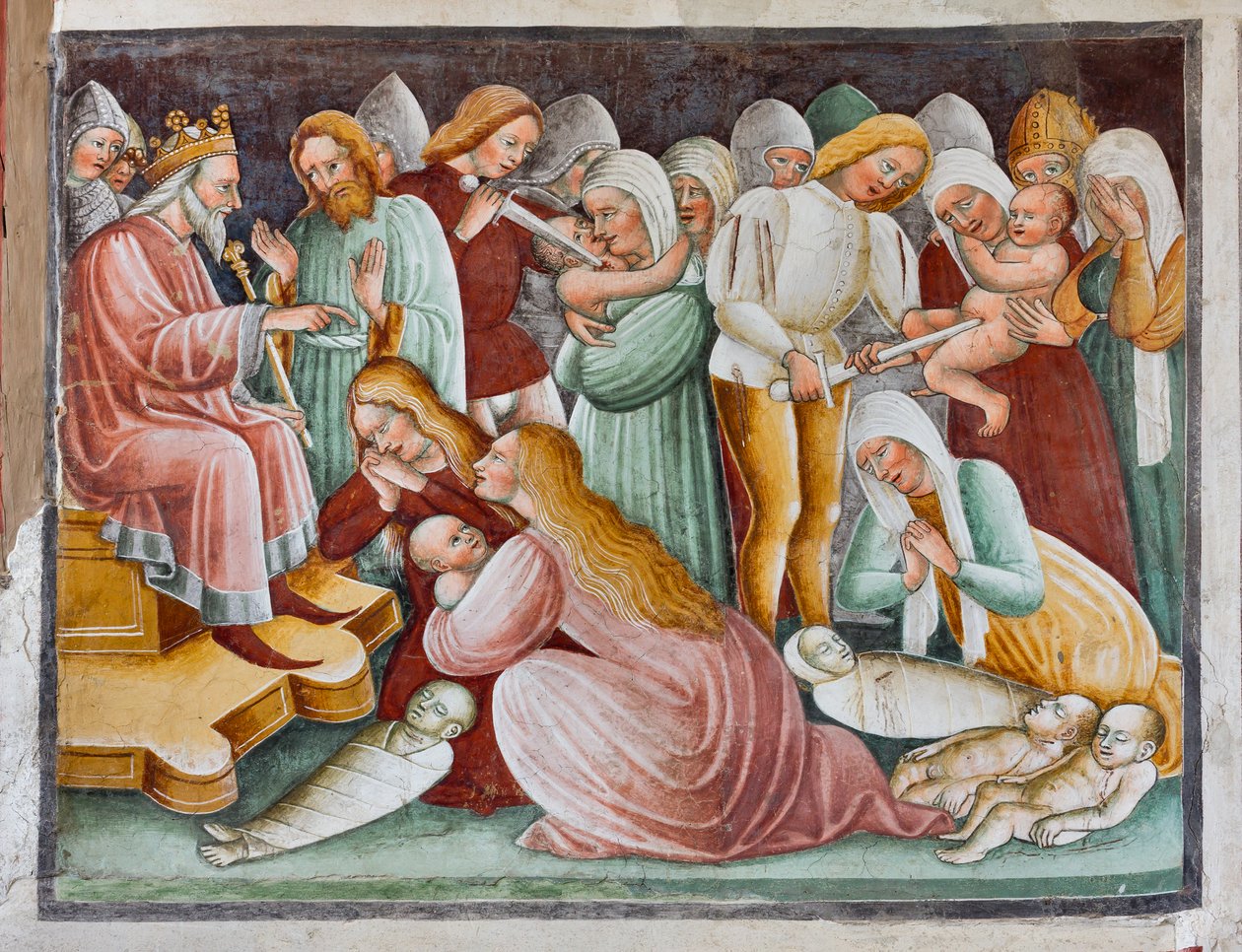 Herod i masakra niewinnych, fragment z Życia Jezusa autorstwa Giacomo Borlone de Buschis