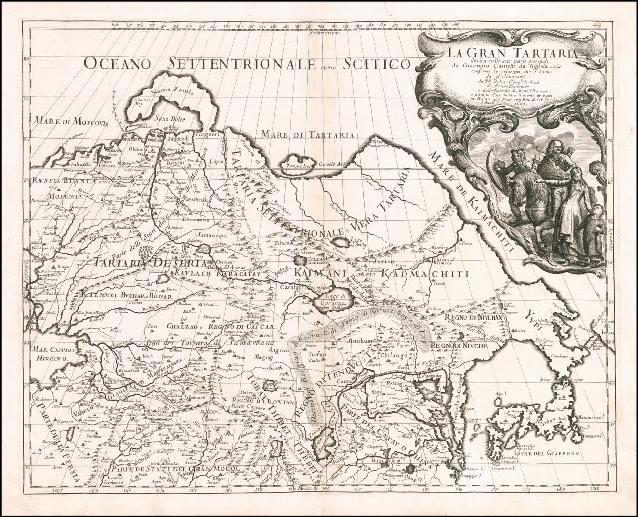 Mapa Wielkiego Tataru z 1683 r. autorstwa Giacomo Cantelli da Vignola autorstwa Giacomo Cantelli